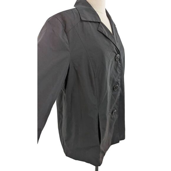 Faconnable Women Black Button-Up Long Sleeve Water Resistant Jacket Size Large - Picture 7 of 13